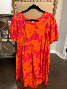 Gianni Bini Orange and Pink Floral Mini Dress